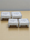 Sigaram 3x3 Inch Silver Plated Wooden Patiya / Chowki For Home & Temple Pooja Decor K5199