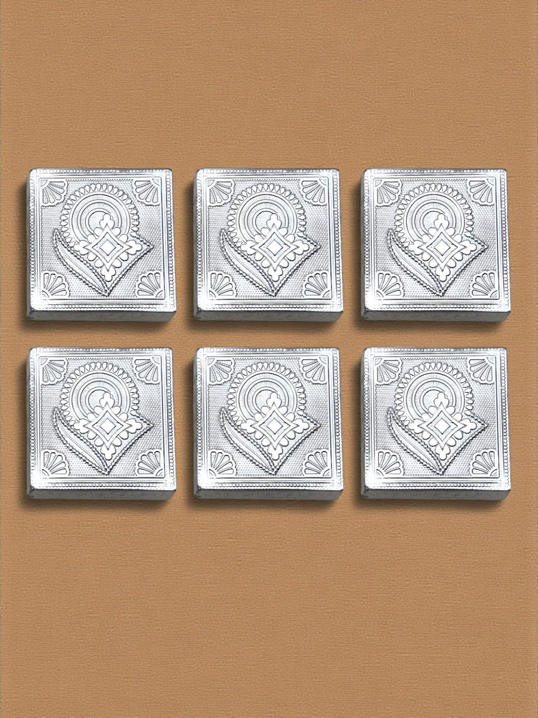 Sigaram 3x3 Inch Silver Plated Wooden Patiya/Chowki For Home & Temple Pooja Decor K5200