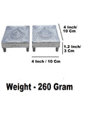 Sigaram 4x4 Inch Silver Plated Wooden Patiya / Chowki For Home & Temple Pooja Decor K5201