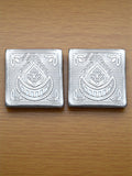 Sigaram 4x4 Inch Silver Plated Wooden Patiya / Chowki For Home & Temple Pooja Decor K5201