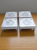 Sigaram 4x4 Inch Silver Plated Wooden Patiya/Chowki For Home & Temple Pooja Decor K5202