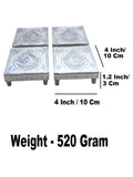 Sigaram 4x4 Inch Silver Plated Wooden Patiya/Chowki For Home & Temple Pooja Decor K5202