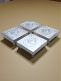 Sigaram 4x4 Inch Silver Plated Wooden Patiya/Chowki For Home & Temple Pooja Decor K5202