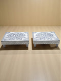 Sigaram 5x5 Inch Silver Plated Wooden Chowki/Patiya for Home & Temple Pooja Decor K5204v
