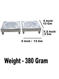 Sigaram 5x5 Inch Silver Plated Wooden Chowki/Patiya for Home & Temple Pooja Decor K5204v