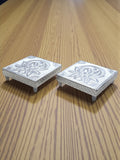 Sigaram 5x5 Inch Silver Plated Wooden Chowki/Patiya for Home & Temple Pooja Decor K5204v