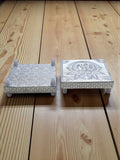 Sigaram 5x5 Inch Silver Plated Wooden Chowki/Patiya for Home & Temple Pooja Decor K5204v