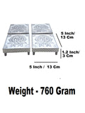 Sigaram 5x5 Inch Silver Plated Wooden Chowki/Patiya for Home & Temple Pooja Decor K5205