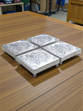 Sigaram 5x5 Inch Silver Plated Wooden Chowki/Patiya for Home & Temple Pooja Decor K5205