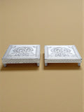 Sigaram 6x6 Inch Silver Plated Wooden Chowki/Patiya For Home & Temple Pooja Decor K5207