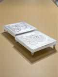 Sigaram 6x6 Inch Silver Plated Wooden Chowki/Patiya For Home & Temple Pooja Decor K5207