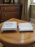 Sigaram 6x6 Inch Silver Plated Wooden Chowki/Patiya For Home & Temple Pooja Decor K5207
