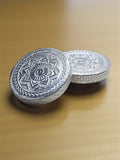 Sigaram 4x4 Inch Silver Plated Wooden Round Pooja Chowki/Patli For Home & Temple Pooja Decor K5210