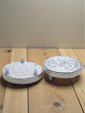 Sigaram 4x4 Inch Silver Plated Wooden Round Pooja Chowki/Patli For Home & Temple Pooja Decor K5210