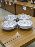Sigaram 4x4 Inch Silver Plated Wooden Round Chowki/Patli For Home Pooja Decor K5211