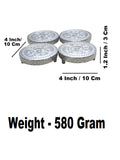 Sigaram 4x4 Inch Silver Plated Wooden Round Chowki/Patli For Home Pooja Decor K5211