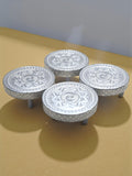 Sigaram 4x4 Inch Silver Plated Wooden Round Chowki/Patli For Home Pooja Decor K5211