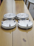 Sigaram 4x4 Inch Silver Plated Wooden Round Chowki/Patli For Home Pooja Decor K5211