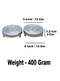 Sigaram 5x5 Inch Silver Plated Wooden Round Chowki/Patli for Home Pooja Decor K5213