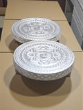 Sigaram 5x5 Inch Silver Plated Wooden Round Chowki/Patli for Home Pooja Decor K5213