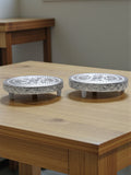 Sigaram 5x5 Inch Silver Plated Wooden Round Chowki/Patli for Home Pooja Decor K5213