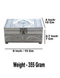 Sigaram 6x4 Inch Silver Plated Wooden Pooja Box For Home Pooja Box K5216