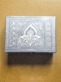 Sigaram 7x5 Inch Silver Plated Wooden Pooja Box For Home Pooja Box K5217