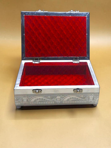 Sigaram 6x9 Inch Silver Plated Wooden Pooja Box For Home Pooja Box K5218