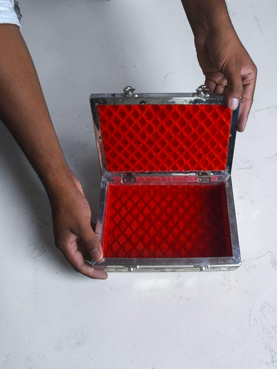 Sigaram 6x9 Inch Silver Plated Wooden Pooja Box For Home Pooja Box K5218