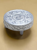 Sigaram 3x3 Inch Silver Plated Round Patli / Chowki for Home Pooja Decor K5221