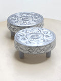 Sigaram 3x3 Inch Silver Plated Round Patli / Chowki for Home Pooja Decor K5222