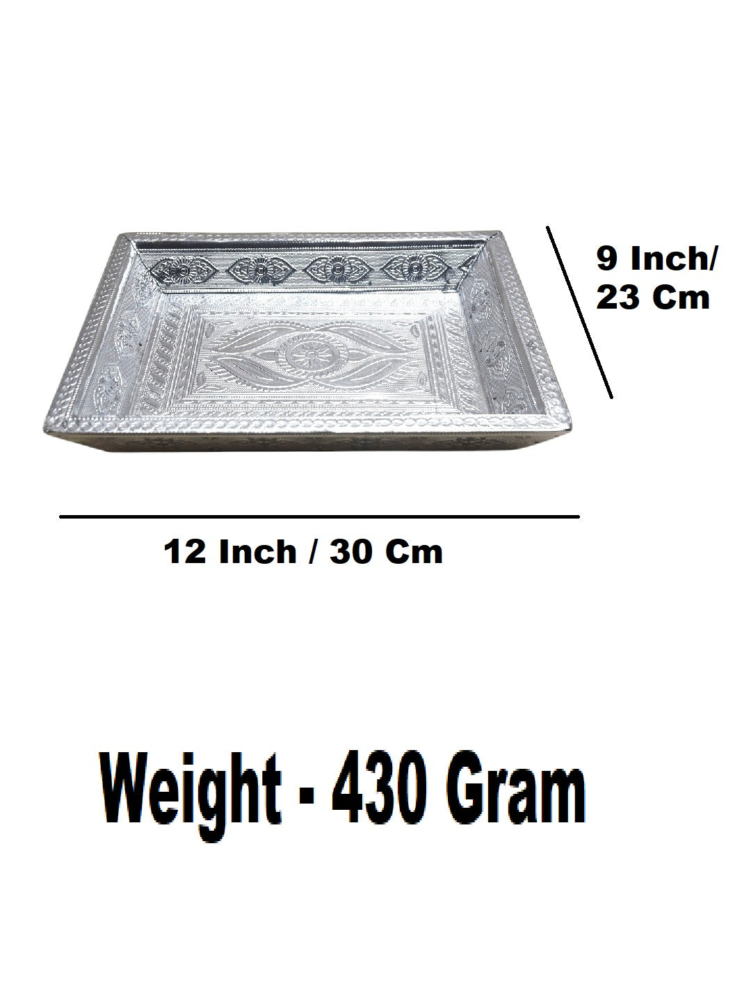 Sigaram 12x9 Inch Silver Plated Pooja Tray For Home & Wedding Functions K5225