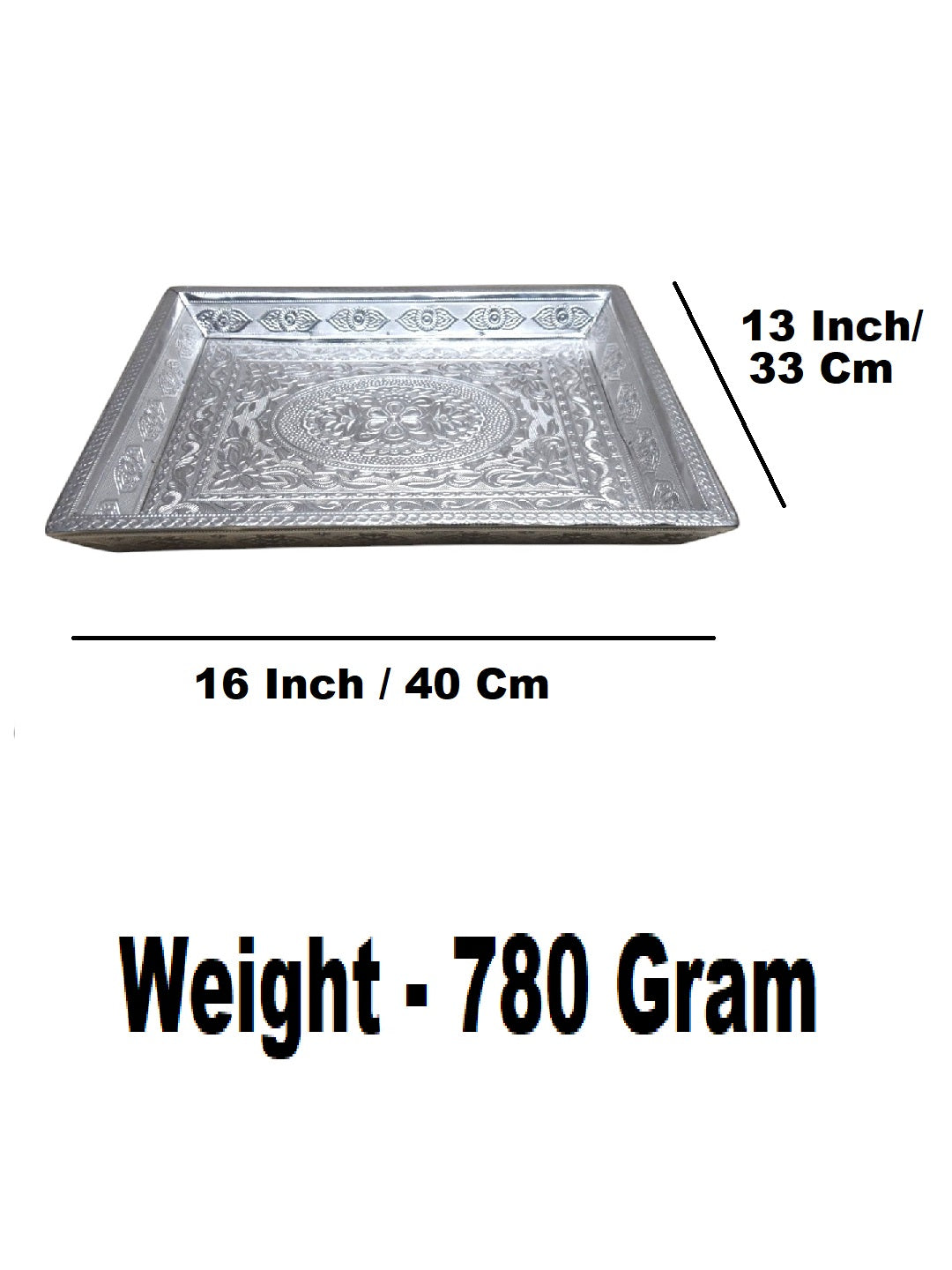 Sigaram 16x13 Inch Silver Plated Pooja Tray For Home & Wedding Functions K5226