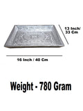 Sigaram 16x13 Inch Silver Plated Pooja Tray For Home & Wedding Functions K5226
