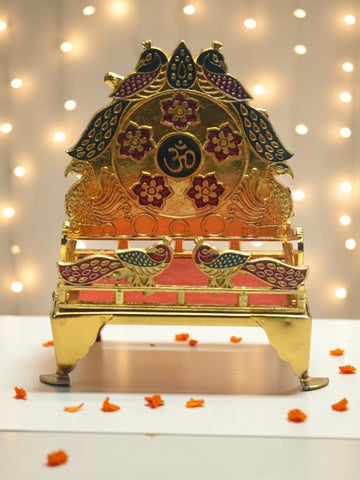Sigaram 5 x 4 Inch Metal Gold Simhasan for Home & Mandir Pooja Decor K5227
