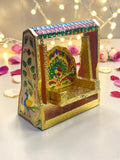 Sigaram Wooden Peacock Meenakari Pooja Jhula – Gold Finish Decorative Swing K5228