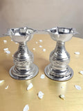 Sigaram 4.5 Inch Silver Plated Design Star Diya for Home & Temple Pooja Decor K5229