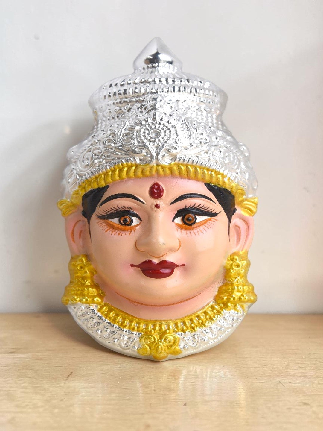 Sigaram 7 Inch Silver Plated Lakshmi Face Mukoot for Home & Varalakshmi Festival K5230