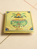 Sigaram 6x6 Inch Gold Plated Wooden Bajot/Chowki for Home Pooja Decor K5233