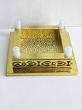 Sigaram 6x6 Inch Gold Plated Wooden Bajot/Chowki for Home Pooja Decor K5233