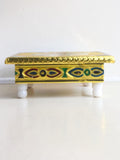 Sigaram 6x6 Inch Gold Plated Wooden Bajot/Chowki for Home Pooja Decor K5233