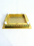 Sigaram 8x8 Inch Gold Plated Wooden Bajot/Chowki for Home Pooja Decor K5234
