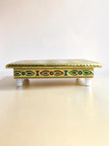 Sigaram 8x8 Inch Gold Plated Wooden Bajot/Chowki for Home Pooja Decor K5234