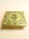 Sigaram 10x10 Inch Gold Plated Wooden Bajot/Chowki for Home Pooja Decor K5235