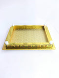 Sigaram 10x10 Inch Gold Plated Wooden Bajot/Chowki for Home Pooja Decor K5235