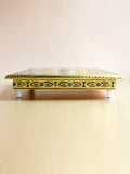Sigaram 10x10 Inch Gold Plated Wooden Bajot/Chowki for Home Pooja Decor K5235