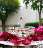 Sigaram German Silver 4X3 Inch 3Cup Panchwala Kum Kum Bharani For Home Pooja Decor K2569