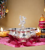 Sigaram German Silver 4X3 Inch 3Cup Panchwala Kum Kum Bharani For Home Pooja Decor K2569