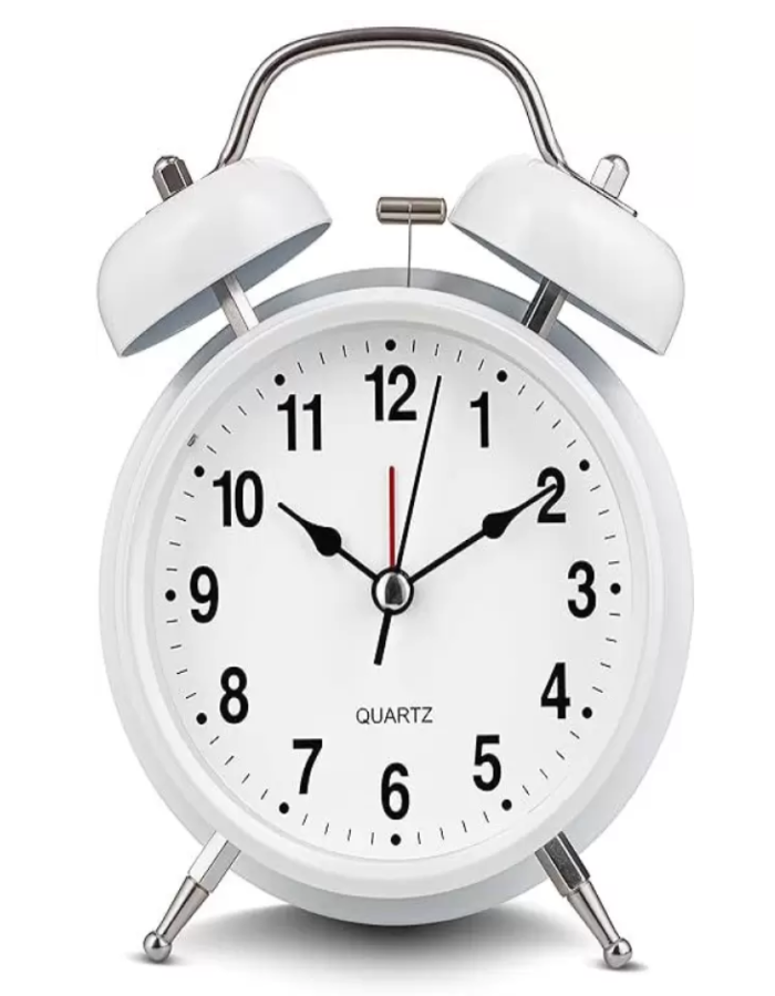 White Color 9 X 12Cm Analog Table Clock K3090