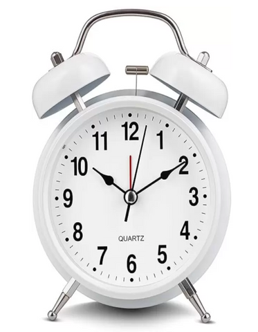 White Color 9 X 12Cm Analog Table Clock K3090